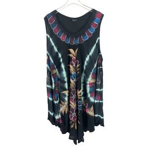 ACE Fashions Asymmetrical Flowy Tank Floral Boho Art To Wear Artsy Sz 3X